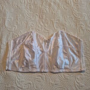 Woman Within white 48DD strapless bra, has boning longline bridal bra NWOT,